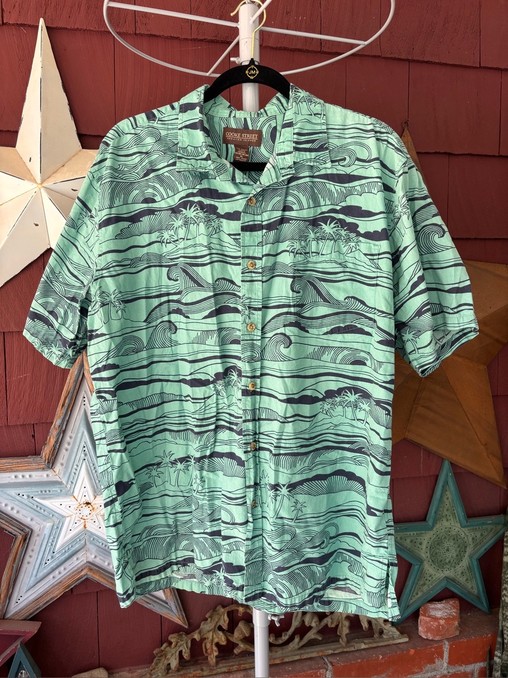 Cooke Street Honolulu Shirt Floral Palm Trees Beach Beige Men’s Size XL